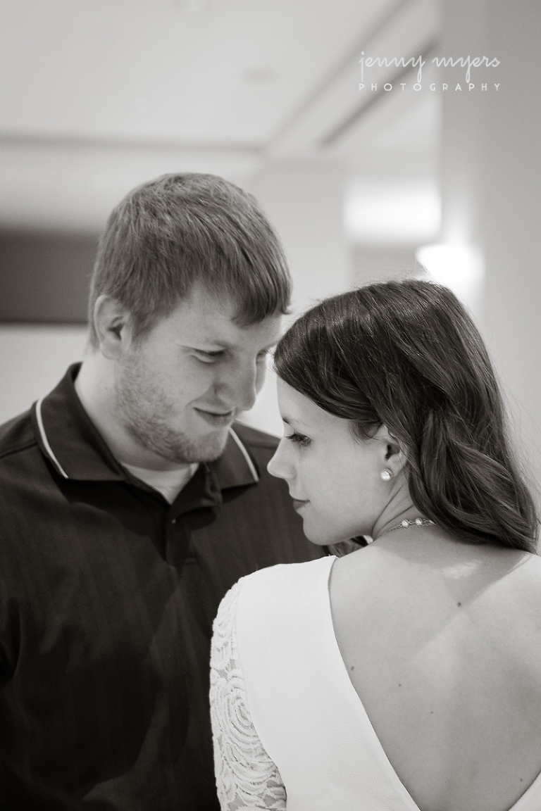 black and white engagement photo