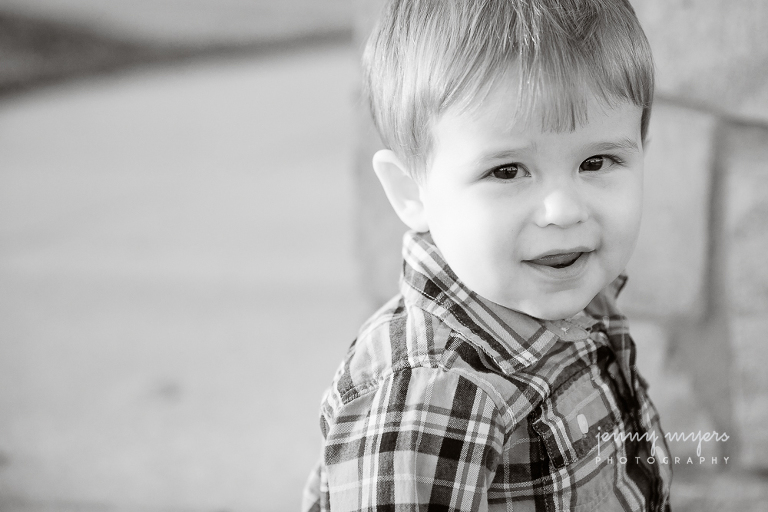 little boy in plaid shirt