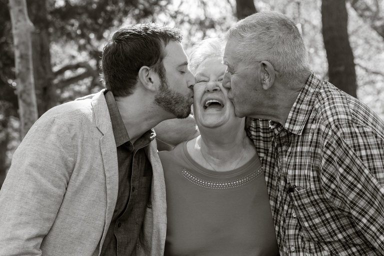 kissing grandma at Botanica Jenny myers Photography